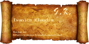 Ivanics Klaudia névjegykártya
